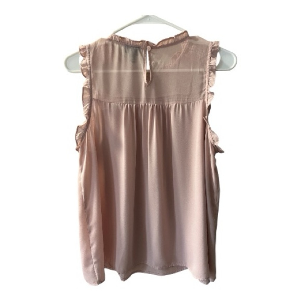 a.n.a Light Pink Ruffled Sleeveless Sheer Blouse size M women - Picture 3 of 8